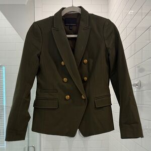 Banana Republic Women's Dark Green Blazer with Gold Buttons